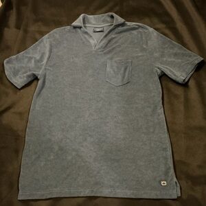 Men’s Towel Texture Shirt Crown & Ivy Collard Top Size Small Dark Blue Soft